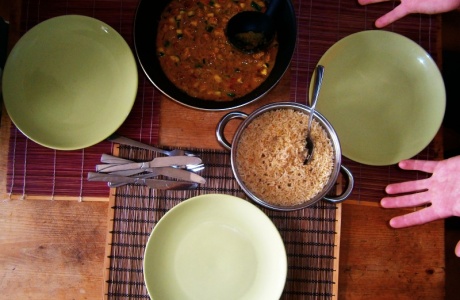 Thajské vegan curry se sojovými kostkami